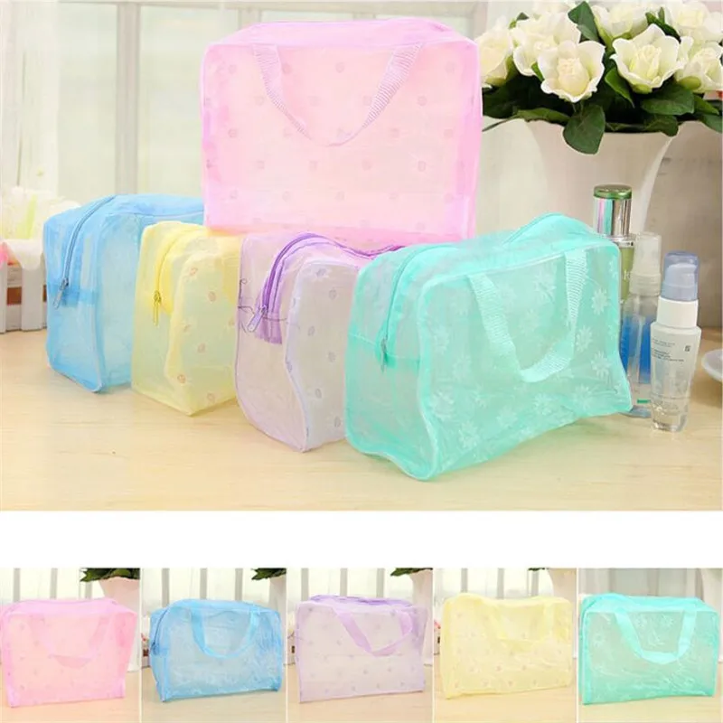 Cosmetic Storage Bag 5 color waterproof PVC Women Transparent Organizer for Makeup Pouch Compression Travelling Bath