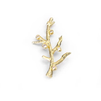 

4PCS 24x38MM 24K Gold Color Brass and Zircon Tree Branches Charms Pendants High Quality Diy Jewelry Findings Accessories