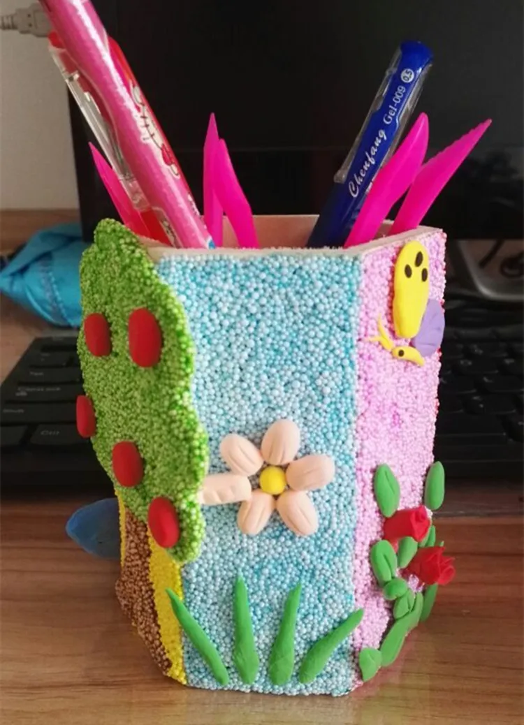 

Wood Pen Container Preschool Children Handmade Lesson Snow Mud Ultra-Light Clay Creative DIY Coloured Drawing Wood Model