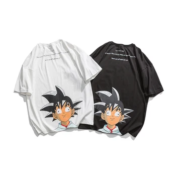 

2020 New Summer Couple Wear Korean Trend Casual Goku Print Short Sleeve T-Shirt High Quality Cotton M-2XL Top