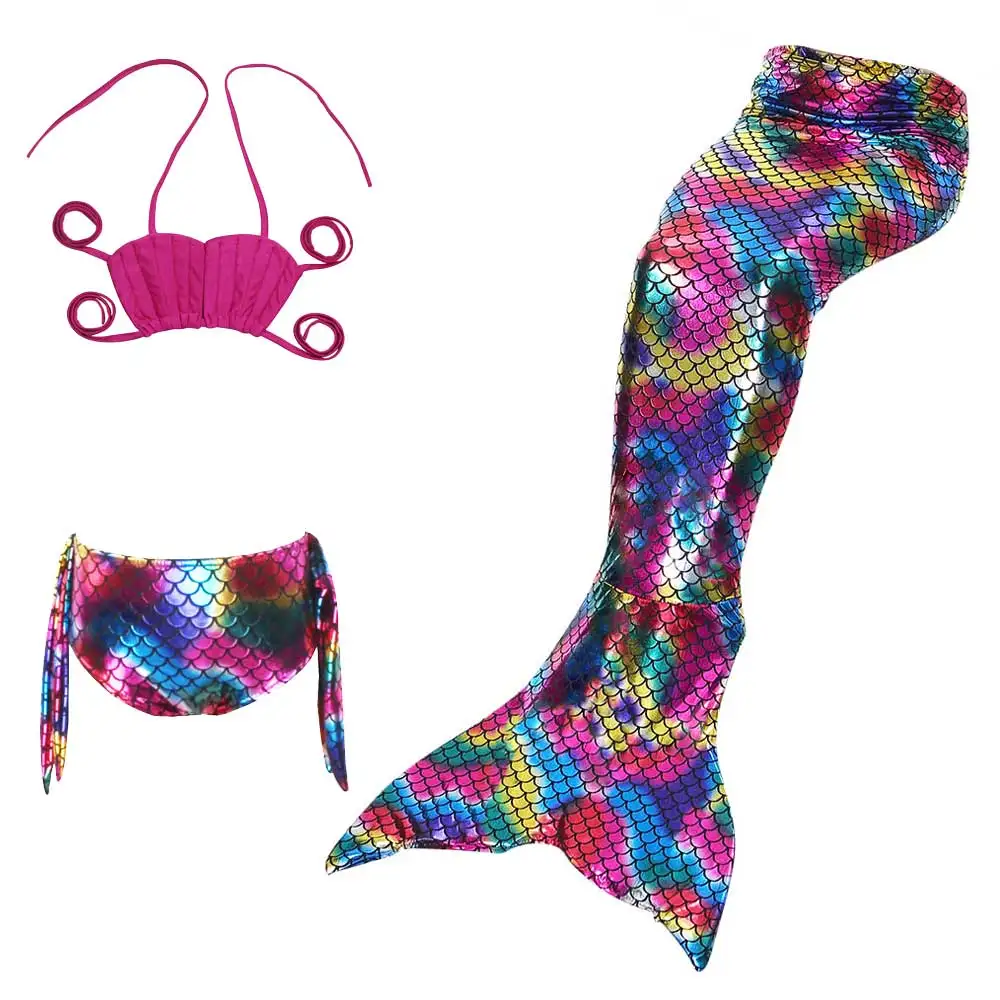 Set B 2 New Arrival Girls Glitter Mermaid Tail Swimtail Cover Up Bottoms Swimwear Princess Cosplay Swimmable Mermaid Costume Fancy Dress - Цвет: Set B 2