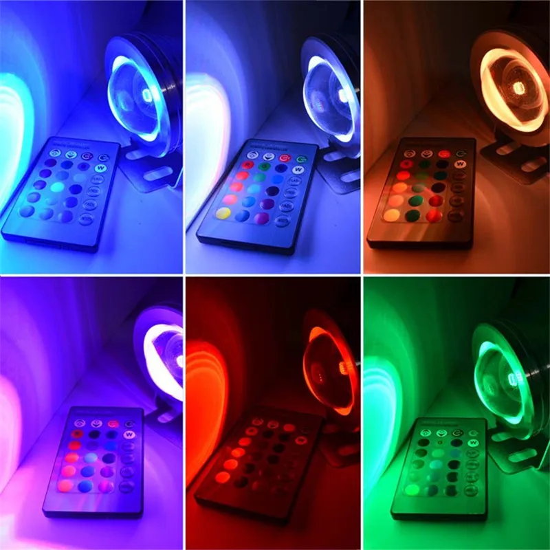 수중 방수 LED 투광 조명, RGB 분수 수영장 연못 수족관 스포트라이트 전구 램프, 야외 정원 AC DC 12V 110V 220V 15W