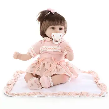 

High Simulation Baby Girl Cute Dressing Dolls Pink Dress Birthday Gift 43CM