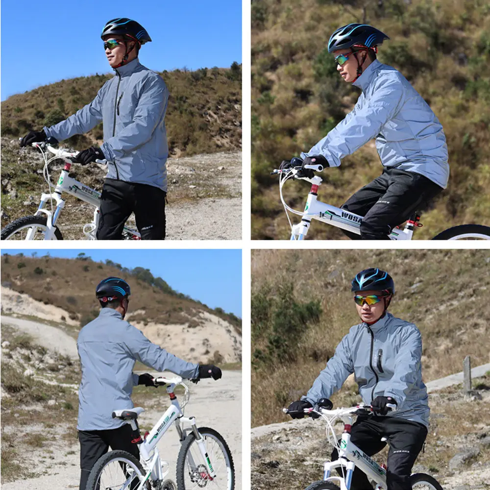 WOSAWE Full Reflective Men Women's Cycling Jackets Waterproof Windproof MTB Bike Windbreaker for Night Riding Autumn Long Jersey