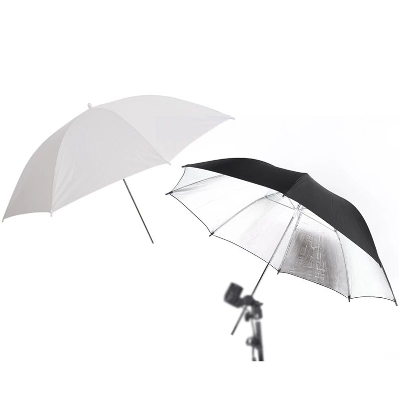 2 шт. зонтик: 1 шт. 83 см 33 дюйма студийный стробоскопический светильник-вспышка отражатель черный зонтик и 1 шт. 40 дюймов 103 см белый транслюс
