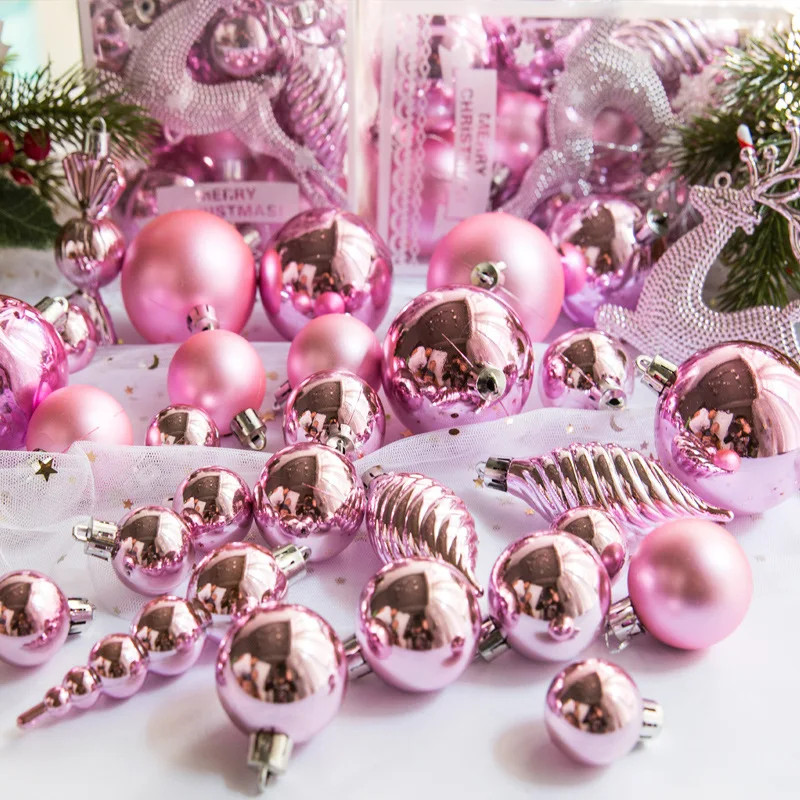 30 шт./кор. Творческий Рождественская елка шары Пластик Рождественская елка украшения дерево мяч вечерние год на день рождения и свадьбу - Цвет: pink