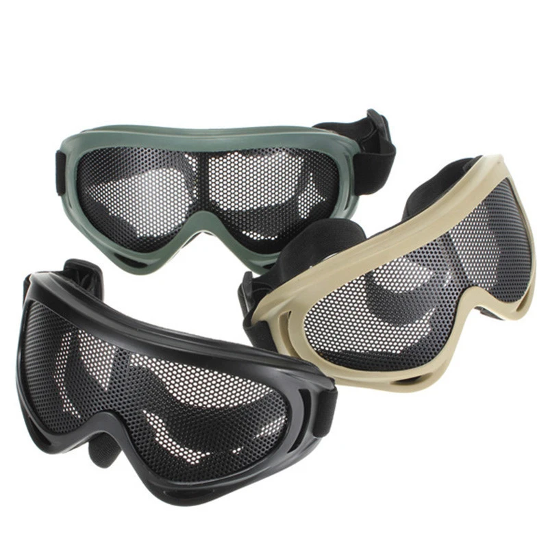 SINAIRSOFT Outdoor Hiking Eyewear Airsoft Tactical Eye Protection Mask Metal Mesh Glasses Camping Hunting Safety Goggle 3 Colors safety goggles,tactical goggles,shooting glasses