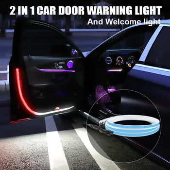 

4pcs 168LED Car Door Decoration LED Light Strips Waterproof Strobe Flashing Lamp LED Opening Warning light Car Styling 1.2m