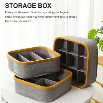 

3/4/9 Desktop Cloth Storage Box Bamboo Wood Underwear Storage Box Stationery Cosmetics Storage Finishing Box For Bras Socks Ties