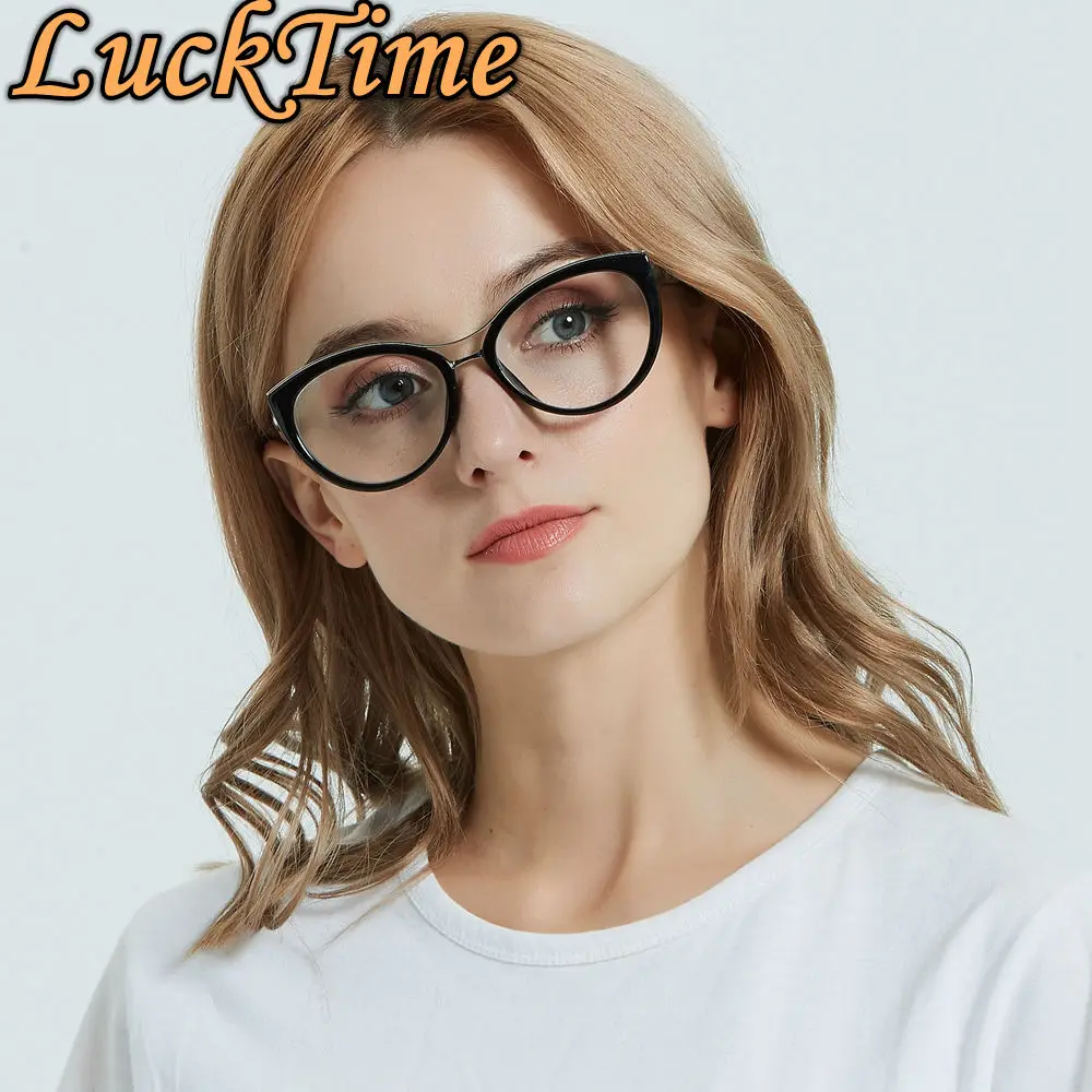 LuckTime оправа для очков в стиле кошачьи глаза женские ретро круглые очки для близорукости оправа для очков Lucky Time модная оправа для очков по рецепту#1784