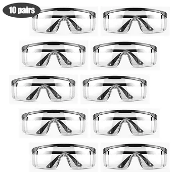 

10PCS Transparent Safety Goggles Protective Safety Glasses Anti Dust Protection Riding Eyewear Vented Lab Glasses Anti Saliva