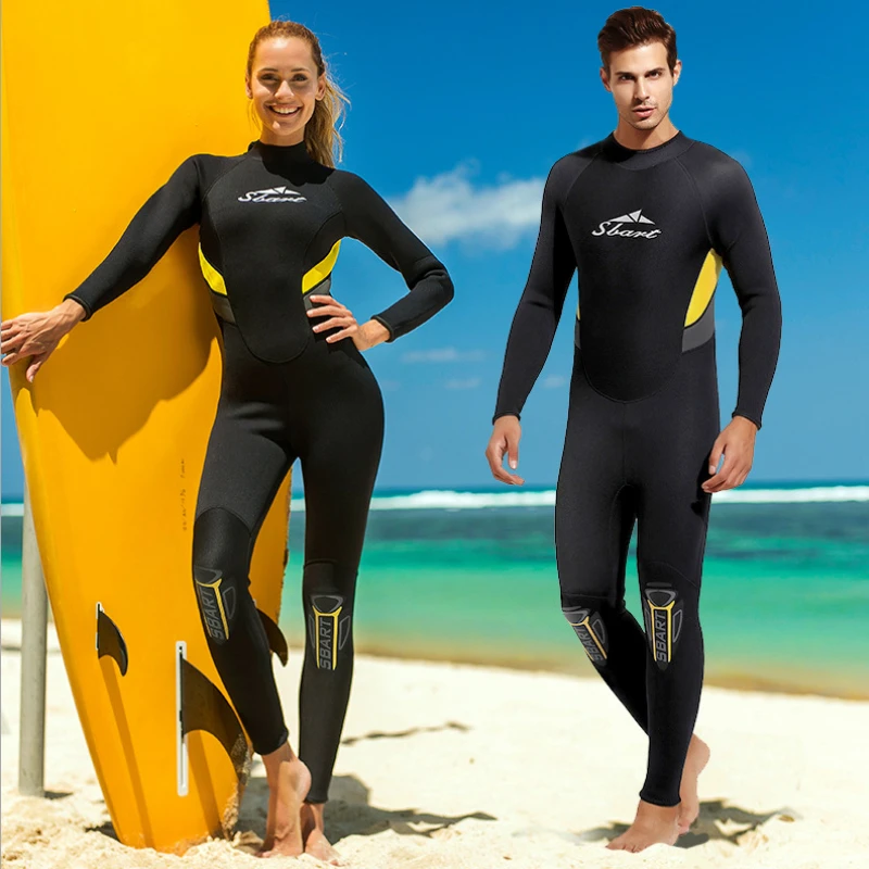 Sbart New One Piece Neoprene 3MM Diving Suit Long Sleeve Men Women