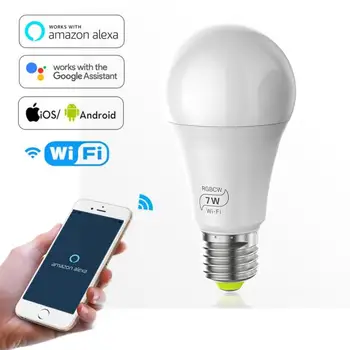 

1/2 Pieces Smart WiFi Light Bulb 7W RGB Cold Warm Dimmable Wake-Up Light Magic Home Pro APP Control With Alexa Google Home IFTTT