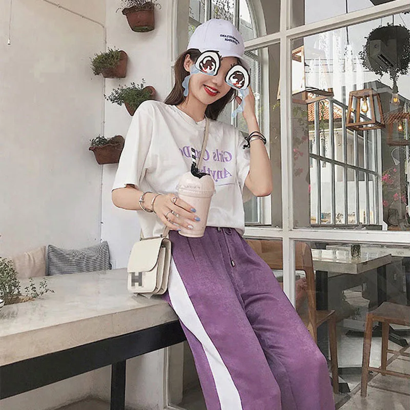 

Two-Piece Set Summer Sports Women's 2019 New Style Summer Fashion Korean-style Casual Loose-Fit Spring And Autumn Harajuku BF Cl