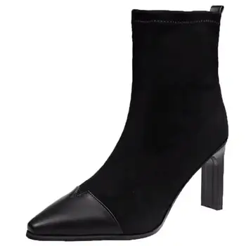 

2020 new Chinese brand women's boots with warm sleeves, high heels and fashionable women's shoes, 2 colors