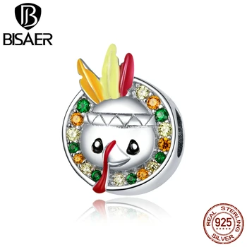 

BISAER Thanksgiving Turkey Beads 925 Sterling Silver Red Cherries Charms Summer Pendant Fit Bracelet Necklace Jewelry EFC340