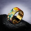 Anillo de Plata de Ley 925 para mujer, anillo de moda de Color dorado con pluma de Zircón, joyería de fiesta hecha a mano esmaltada ► Foto 3/5