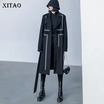 

XITAO Patchwork Rivet Drawstring Waist Blend Women 2020 Winter Casual Fashion New Style Temperament All Match Blend ZY2645