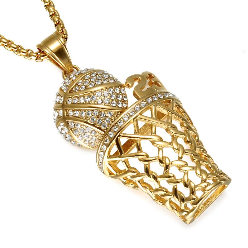 

Europe And America Cross Border for Basketball Pendant Titanium Steel Basketable Nets 23 LeBron James Basket Necklace CN01195