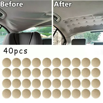 

Universal Car roof Beige Buckle 40Pcs Rivets Sagging Headliner Accessory Parts