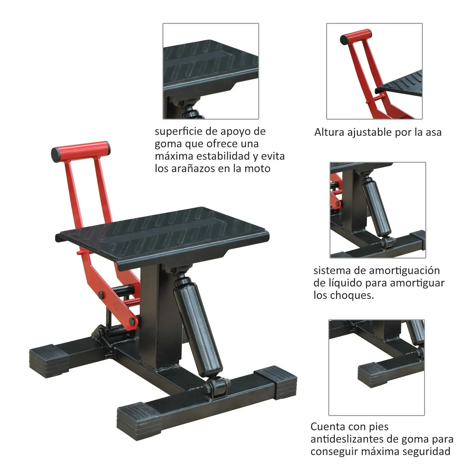 HomCom® Caballete Elevador Universal tipo Soporte Delantero de Moto  Portátil y Móvil con Ruedas para Reparar y Aparcar Color Rojo Material  Acero 80x50x40cm