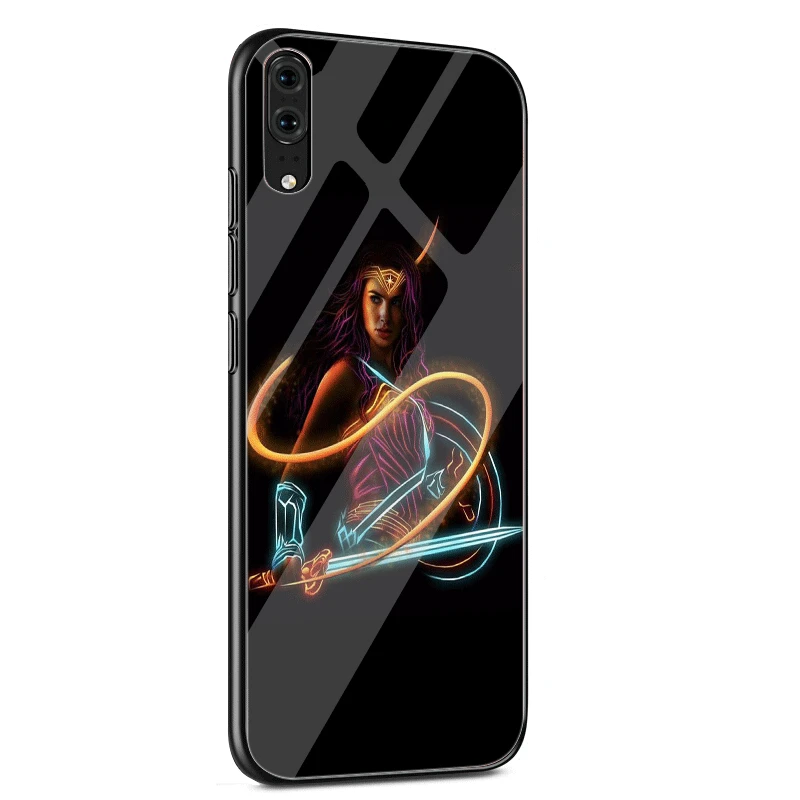 Стеклянный Чехол для мобильного телефона huawei P30 P20 P10 Honor 10 8X Y6 Y9 mate 20 Lite Pro P Smart Cover Wonder Woman