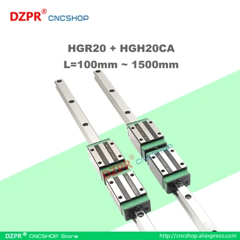 

2pc Linear Rail Guide 20mm HGR20 HGH20 any length + 4pc HGH20CA Linear Narrow carriges Sliding Block cnc parts Machine upgrade