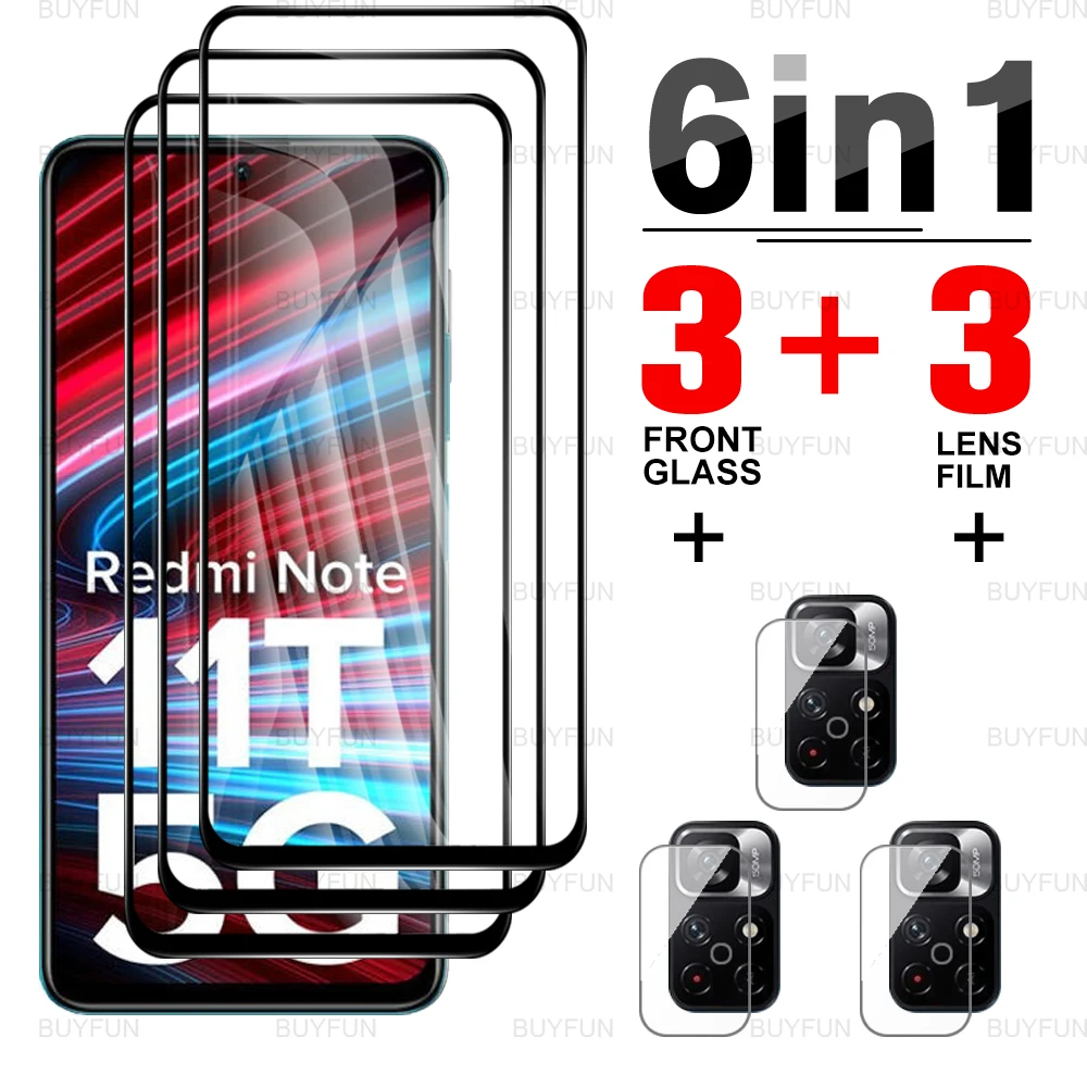 Для Xiaomi Redmi Note 11 T 5G 6 в 1 HD закаленное стекло с черными краями для redmi redmy note t