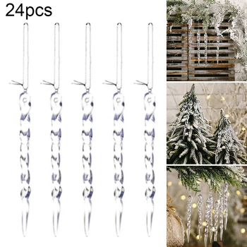 

Hanging Simulation Icicles Outdoor 24pcs Decoration For Christmas Tree