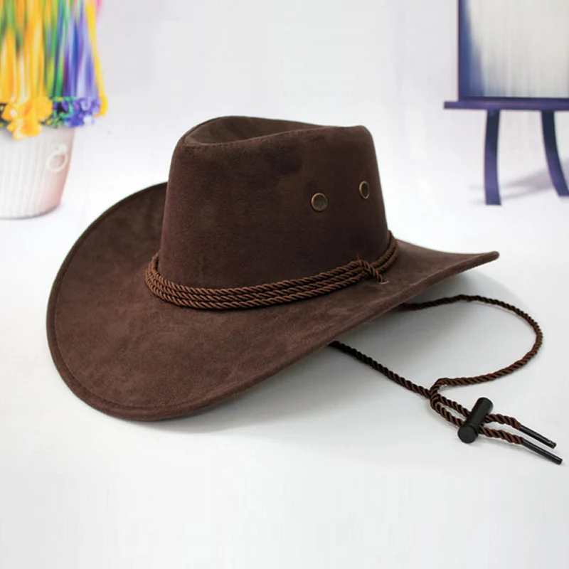 Coffee Western Cowboy Hat Men Riding Cap Fashion Accessory Wide Brimmed Crushable Crimping Gift NIN668 - Цвет: Coffee