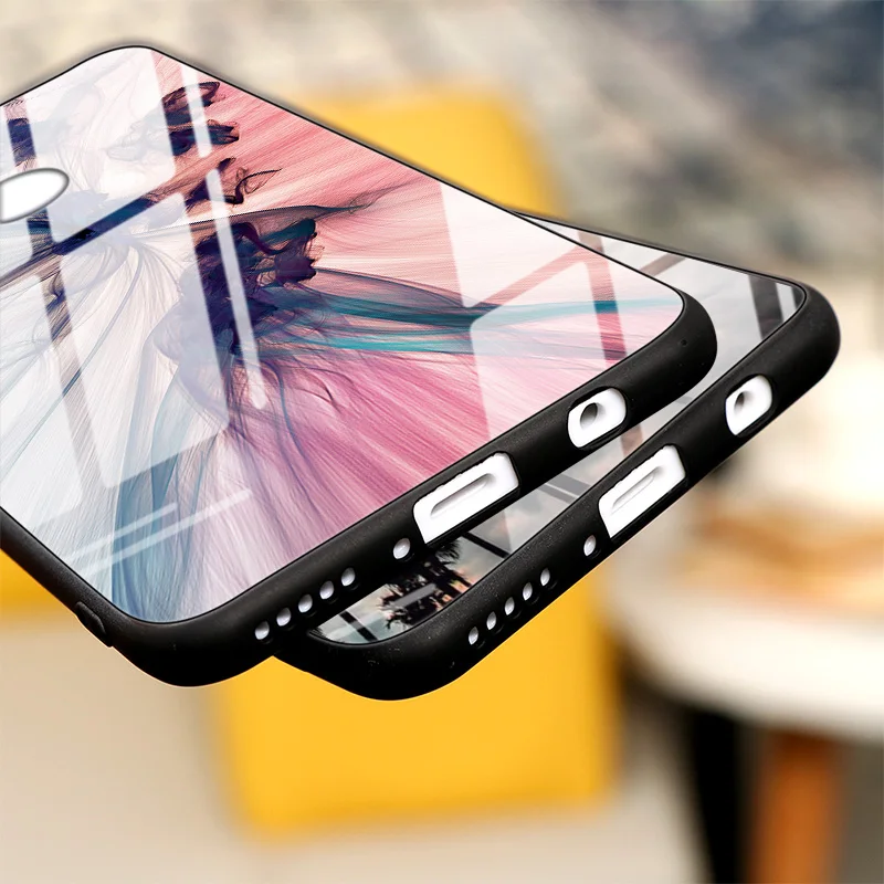 Чехол из закаленного стекла с мультяшным принтом для Huawei P40 Mate 30 20 10 20X Lite Pro P30 P20 Y6 Y9