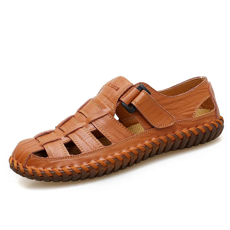 

New Summer Men Sandals 2019 Leisure Beach Men Shoes High Quality Genuine Leather Sandals The Men's Sandals Big size 39-47
