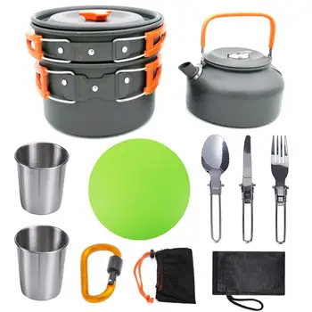 

Outdoor Camping Cookware Set Marching Utensils Tableware Cooking Stove Kit Travel Pan Hiking Picnic Camping Tools For 2-3 Person
