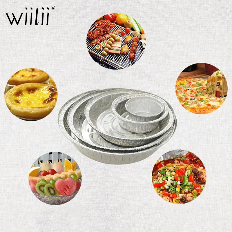 Wiilii 12 шт. круглая алюминиевая фольга для пирога жарки выпечки приготовления пищи