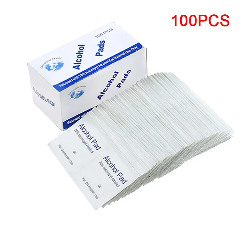 

100Pcs Alcohol Wet Wipe Disposable Alcohol Swab Pads Antiseptic Skin Cleaning Anti-Virus Antiseptic Skin Cleaning Care First Aid