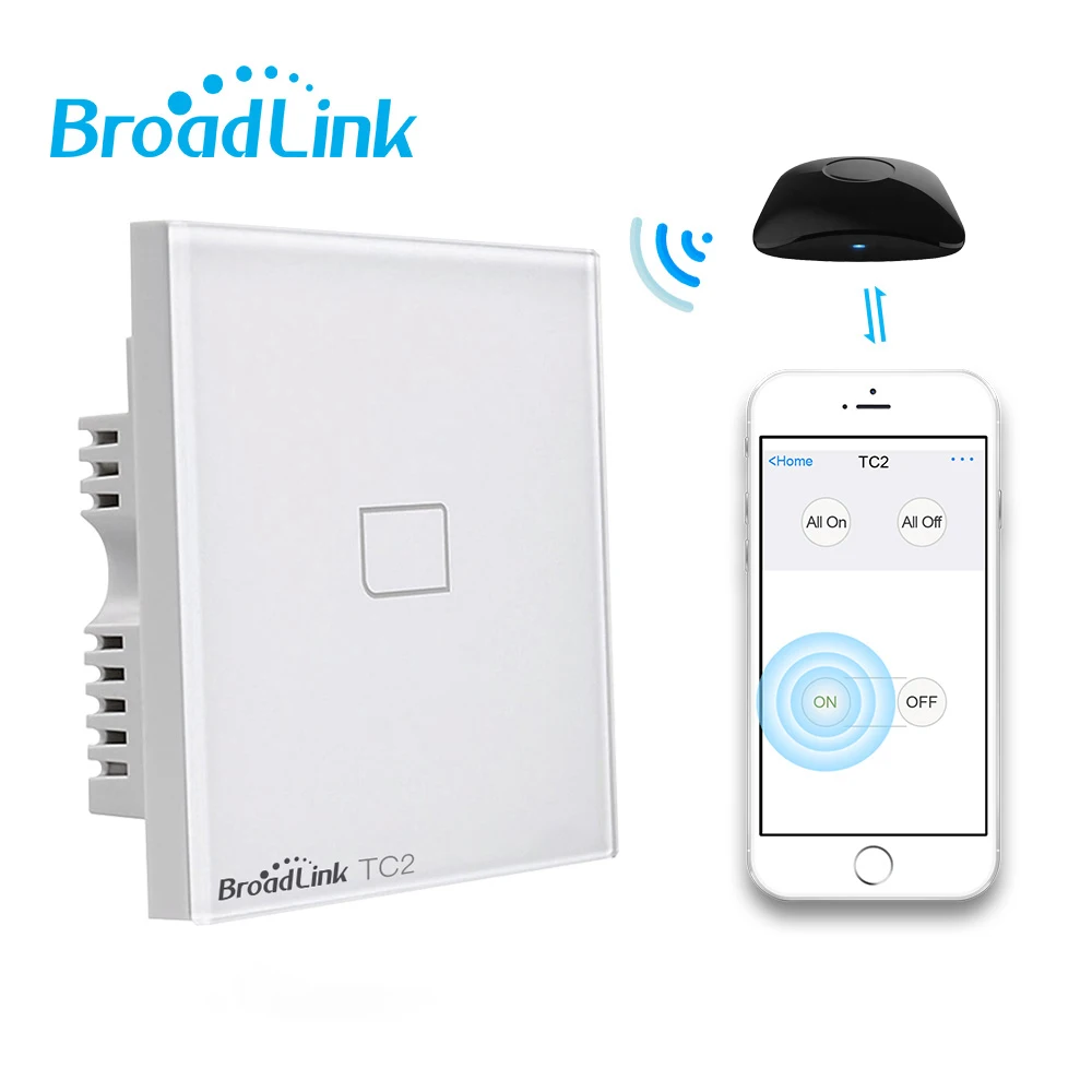Broadlink TC2 1/2/3 Gang UK настенный сенсорный выключатель света 433 МГц Беспроводное