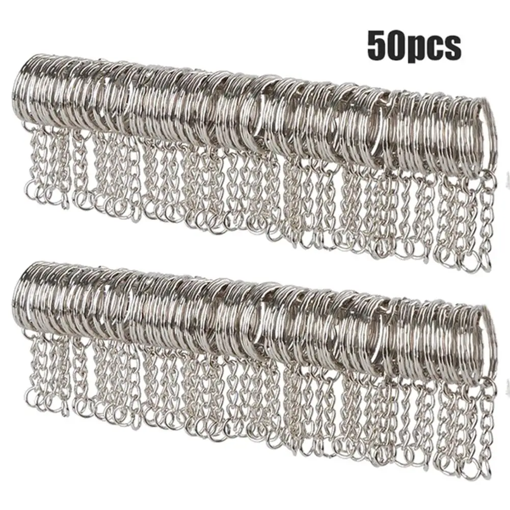 Bluelans 50 шт./компл. диаметр 25 мм полированный серебряный брелок металлический сплит с короткой цепочкой брелок для женщин и мужчин самодельные цепочки для ключей аксессуары