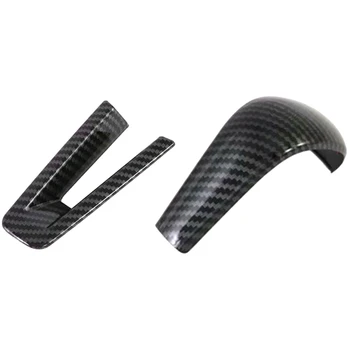 

1pcs Car Gear Shift Shifter Knob Cover Carbon Fiber & 1pcs Carbon Fiber Car Steering Wheel Button Cover Sticker