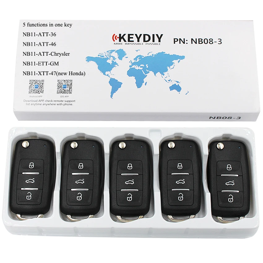 KEYECU 5 шт./лот, KEYDIY NB серии NB08-3 многофункциональный универсальный ключ дистанционного управления-3 кнопки-для KD900 KD900+ URG200