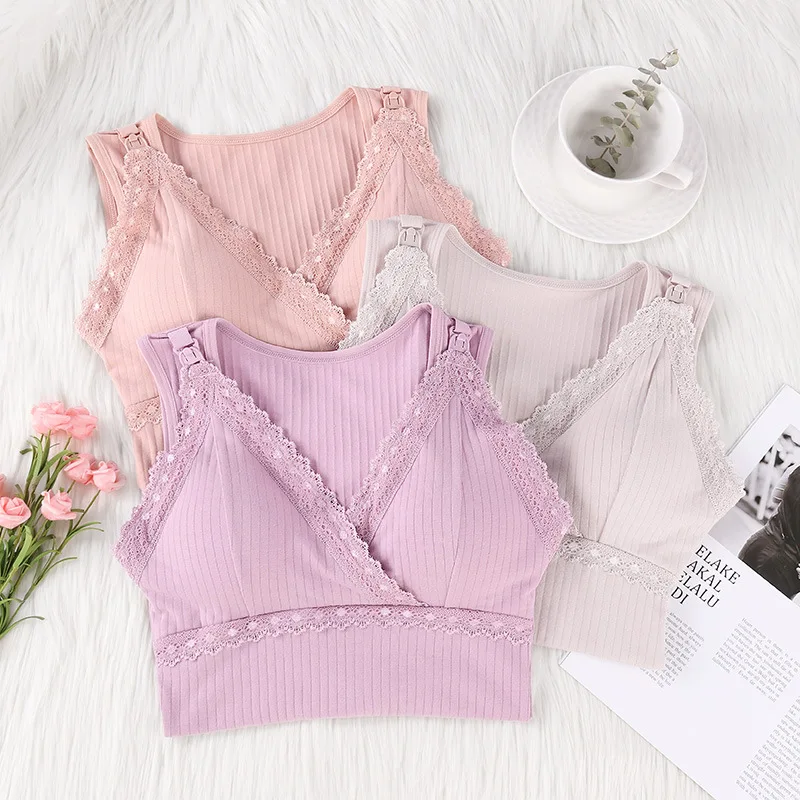 100KG Maternity Wear Nursing Tops Sleeveless Camisole Breastfeeding Clothes Pregnant Women Wireless Camis Tank Top With Bra