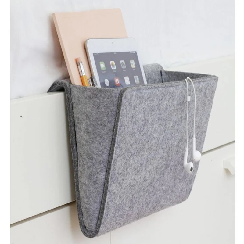 

Felt Multifunction Bedside Sofa Hanging Holder Storage Organizer Box Magazine Smart Phone Remote Controll Storage Bag Pockets