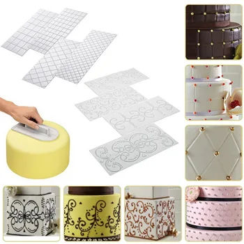 

4pcs Grid Transparent Stencil Texture Mat Cake Border Decorating Tool DIY Cake Mold Kitchen Accessories Cake Tools