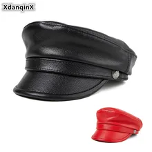 XdanqinX элегантная женская обувь из овечьей кожи кожаные кепки армии военная шляпа Для мужчин на плоской подошве Кепки Натуральная кожаные кепки осень пара Студенческая шляпа