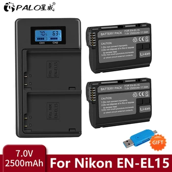 

PALO EN-EL15 EN EL15 ENEL15 EL15A Batteries LCD Dual USB Charger for Nikon D600 D610 D600E D800 D800E D810 D7000 D7100 d750 V1