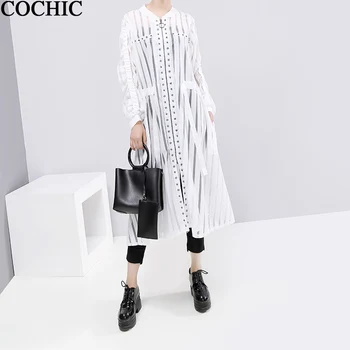

European American style fashion women long thin hollow out striped long sleeve zipper dress