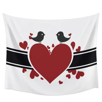 

Valentine'S Day Birds Love Wall Tapestry Home Decoration Wall Hanging for Bedroom Living Room
