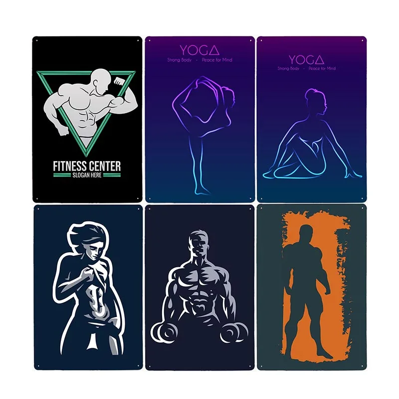 Fitness Exercise Tin Sign Vintage Metal Gym Plaque Sport Poster Pub Bar Wall Decorative Plate Home Decor 20x30cm | Дом и сад