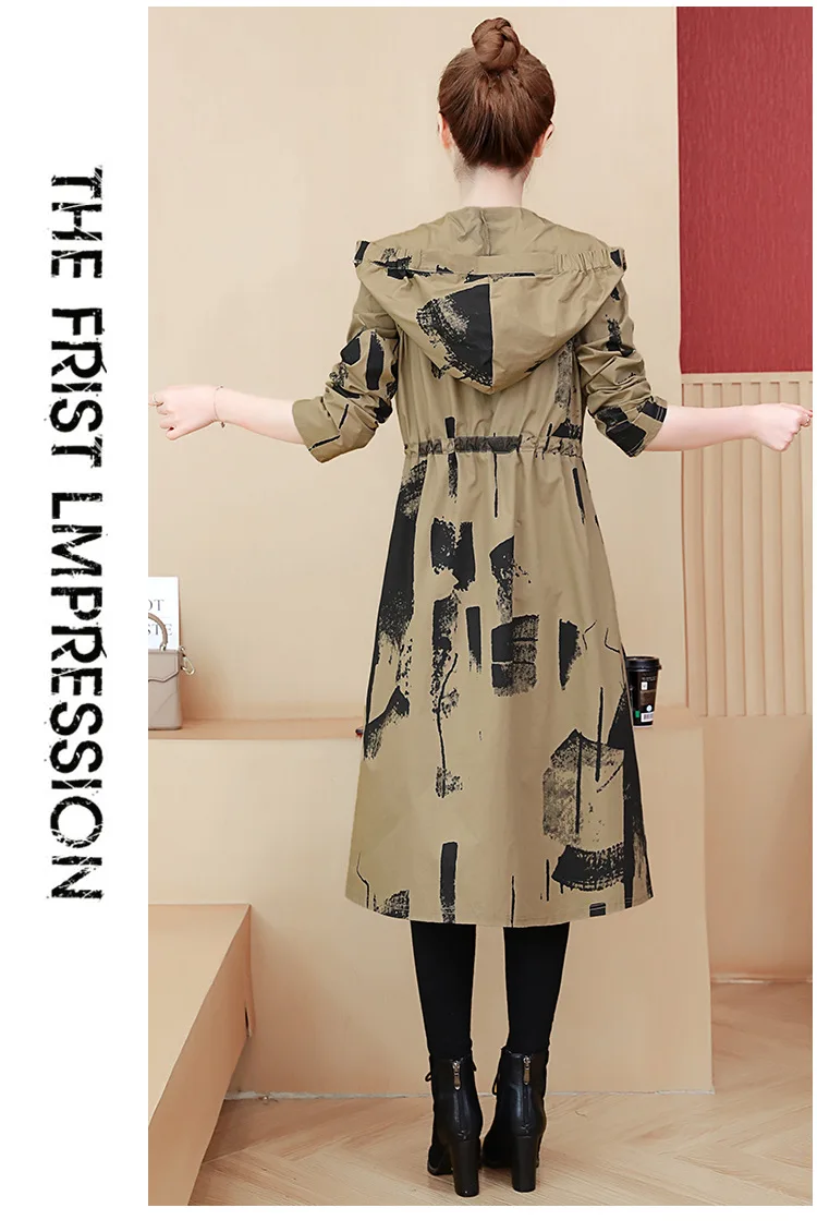 Large Size WOMEN'S Windbreaker Women's Autumn Middle-aged Mid-length Kuotaitai Mom Autumn Clothing New Style Nobility Coat