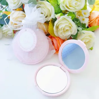 

50pcs Portable Pocket Pink Mirror with Yarn Bag Weeding Gift Party Favor WB1597