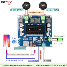 HIFIDIY LIVE XH-A105 Bluetooth 5,0 TDA7498 digital verstärker bord 2x 100W lautsprecher Stereo Audio AMP Modul Unterstützung TF Karte AUX